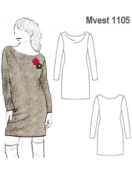 VESTIDO TEJIDO MUJER, CUELLO BOTE.