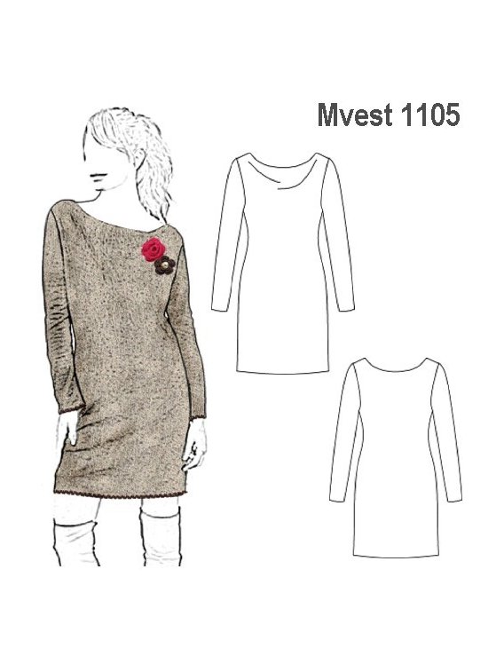 VESTIDO TEJIDO MUJER, CUELLO BOTE.