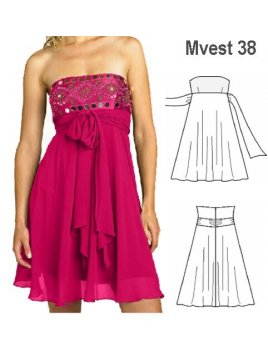 VESTIDO CORTO STRAPLESS MUJER, CORTE BAJ