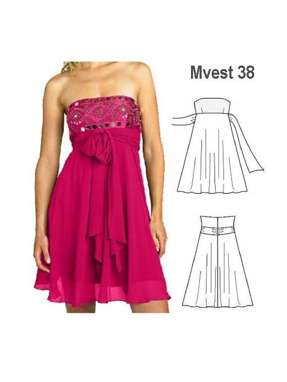 VESTIDO CORTO STRAPLESS MUJER, CORTE BAJ