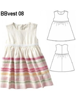 VESTIDO LISTAS BEBE, ABOTONADURA ESPALDA