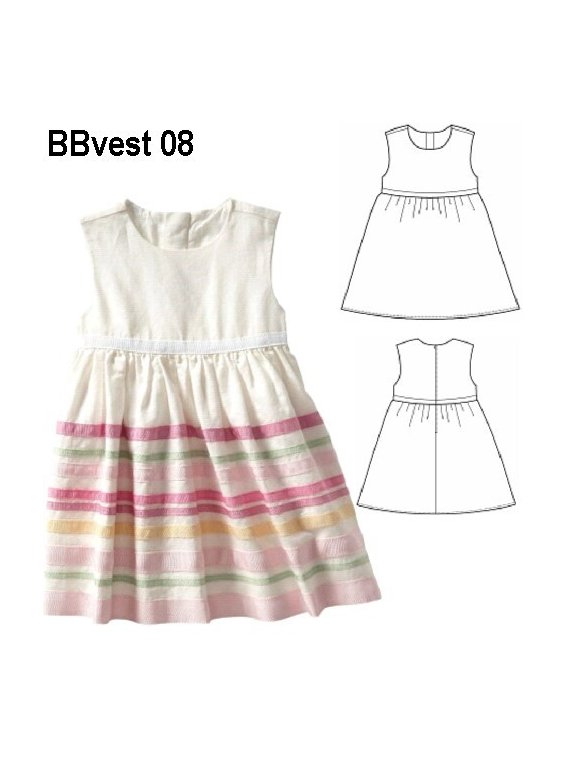 VESTIDO LISTAS BEBE, ABOTONADURA ESPALDA