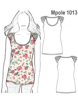 POLERA VUELOS MANGA MUJER, MANGA RAGLAN.