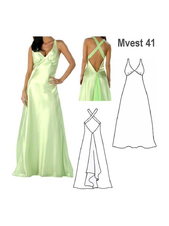 VESTIDO ESPALDA CRUZADA MUJER, CORTE BAJ