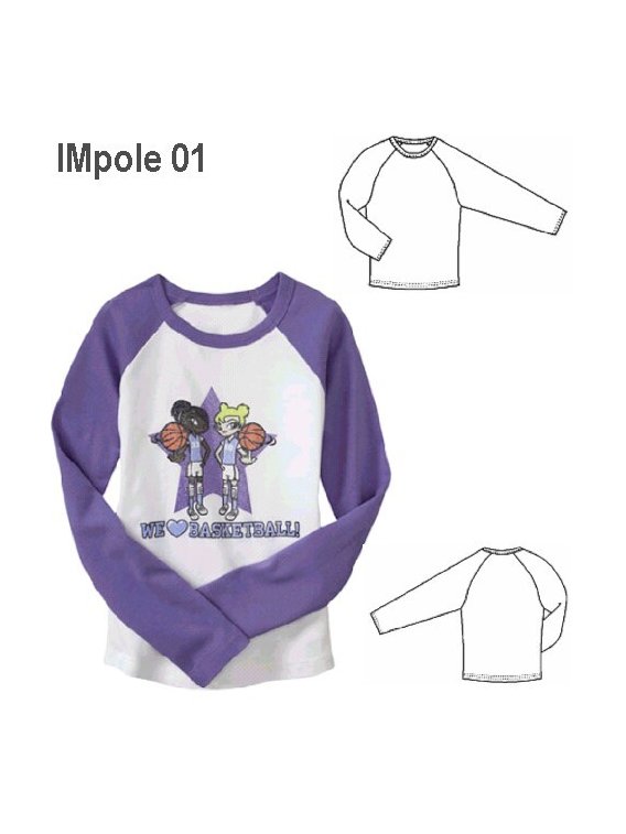 POLERA RAGLAND NIÑA, MANGA LARGA.