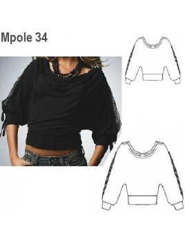 POLERA MURCIELAGO MUJER, CON APLICACI0N