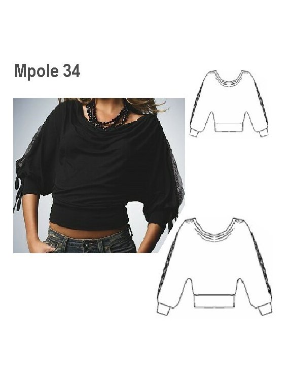 POLERA MURCIELAGO MUJER, CON APLICACI0N