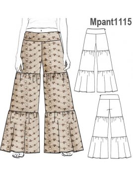 PANTALON ANCHO CON CORTES, CIERRE COSTAD