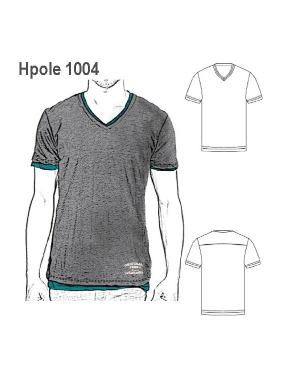POLERA CUELLO "V" HOMBRE, ADORNO TELA 2