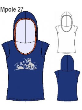 POLERA CON GORRO Y VIVO, CAPUCHON, MANGA