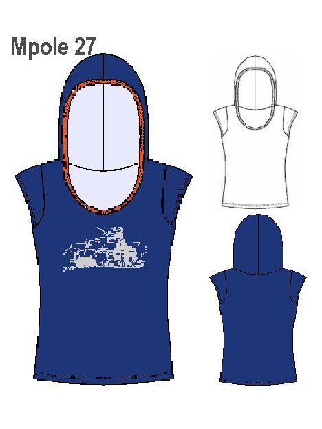 POLERA CON GORRO Y VIVO, CAPUCHON, MANGA