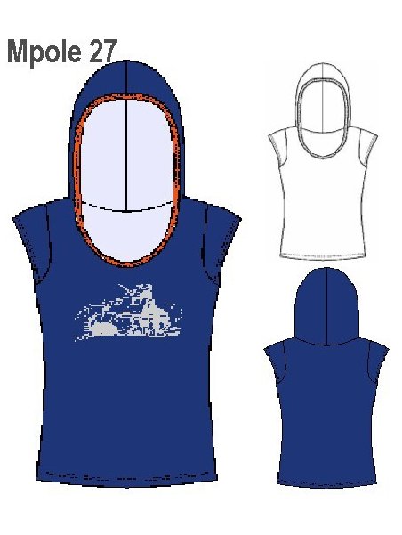 POLERA CON GORRO Y VIVO, CAPUCHON, MANGA