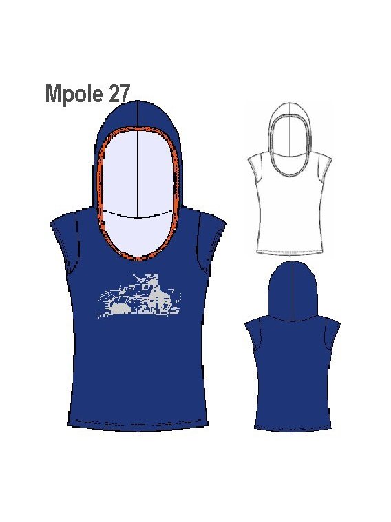 POLERA CON GORRO Y VIVO, CAPUCHON, MANGA