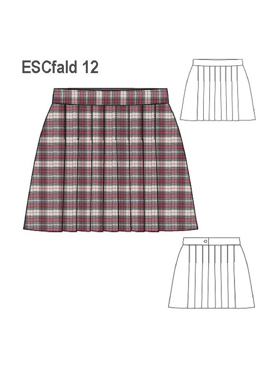 FALDA A LA CINTURA 8 TABLAS, CIERRE CENT