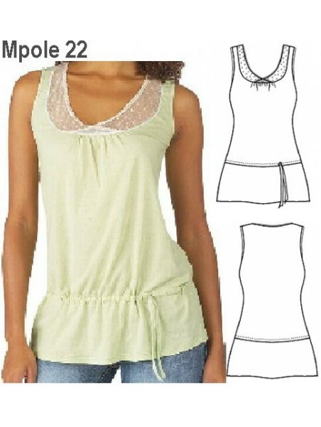 POLERA FALDON ENCAJE MUJER, APLICACION E