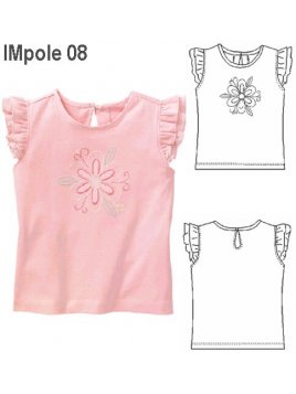 POLERA VUELOS NIÑA, DOBLE VUELO EN MANGA