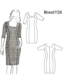 VESTIDO MANGA 3/4 CON CUELLO CUADRADO Y