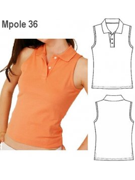 POLERA SIN MANGAS CUELLO MUJER, CUELLO T