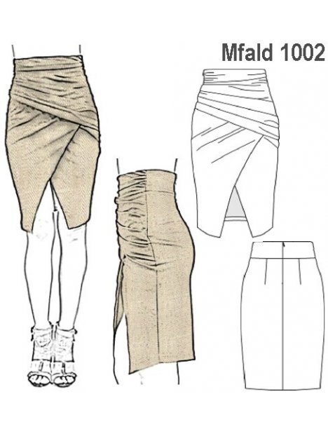 FALDA PLIEGUES MUJER, PRETINA ESPALDA, E