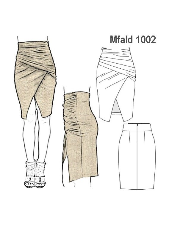 FALDA PLIEGUES MUJER, PRETINA ESPALDA, E