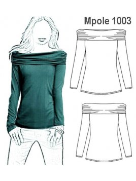 POLERA CUELLO BOTE MUJER, 