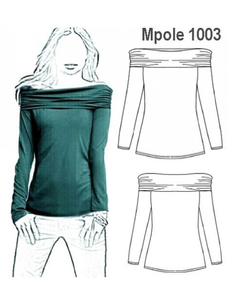 POLERA CUELLO BOTE MUJER, 