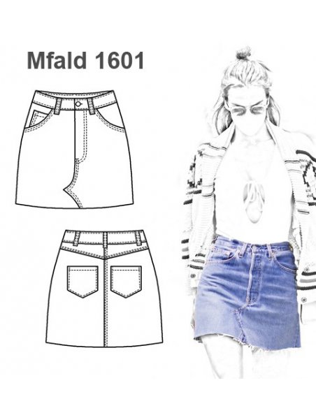 FALDA POLLERA MEZCLILLA VAQUERA  MUJER
