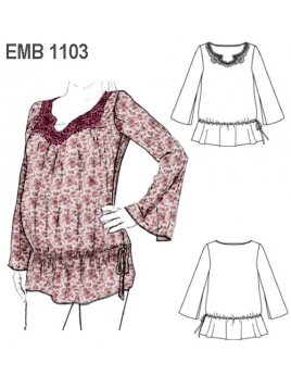 BLUSA ADORNO ESCOTE MATERNAL, ABERTURA E