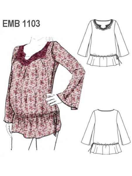 BLUSA ADORNO ESCOTE MATERNAL, ABERTURA E