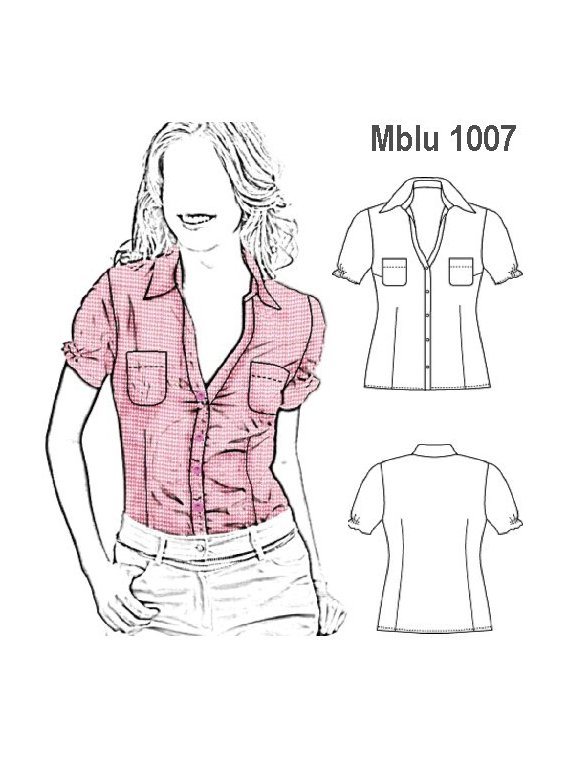 BLUSA RECOGIDO MANGA MUJER, BOLSILLOS EN