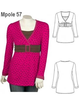 POLERA CON HEBILLA MUJER, ESCOTE CRUZADO