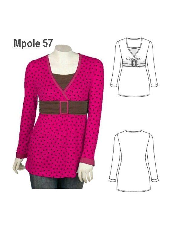 POLERA CON HEBILLA MUJER, ESCOTE CRUZADO