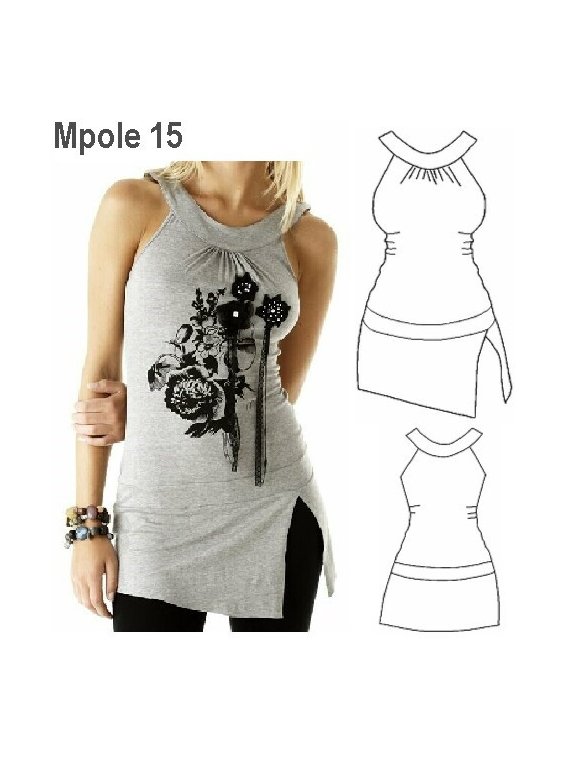 POLERA CON FALDON RECOGIDO EN ESCOTE.