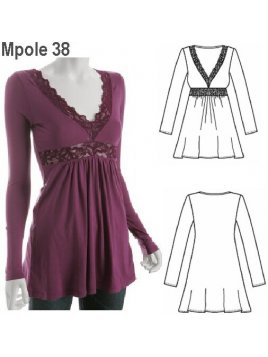 POLERA LARGA CON APLICACION MUJER, CON A