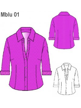 BLUSA MANGA 3/4 MUJER, PINZAS DELANTERO