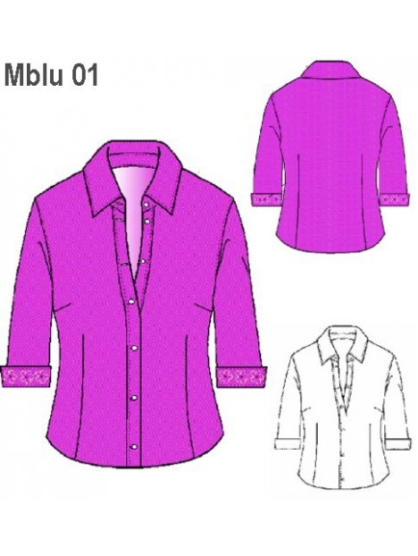 BLUSA MANGA 3/4 MUJER, PINZAS DELANTERO