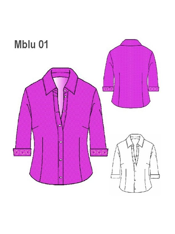 BLUSA MANGA 3/4 MUJER, PINZAS DELANTERO