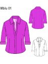BLUSA MANGA 3/4 MUJER, PINZAS DELANTERO