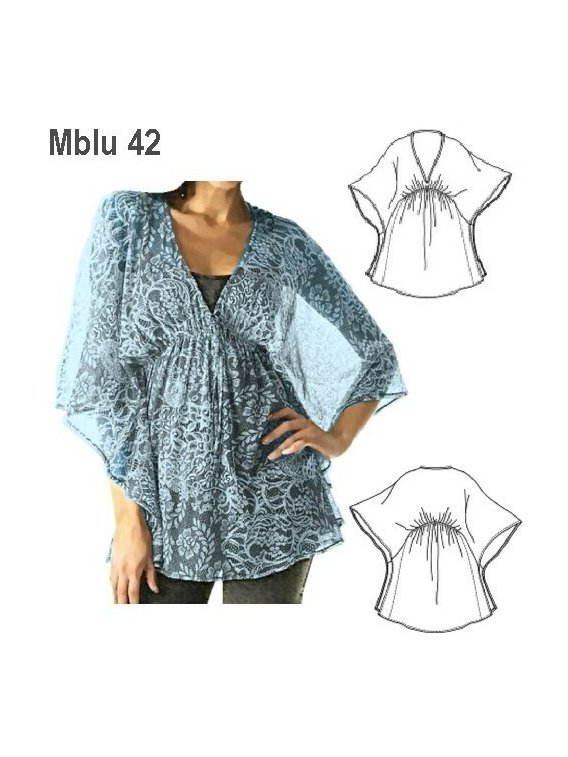 BLUSON MODA MUJER, CORTE Y RECOGIDO BAJO