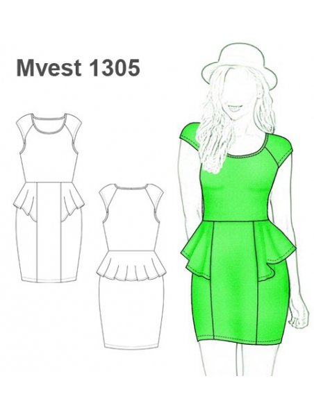 VESTIDO PEPLUM CORTE VERTICAL