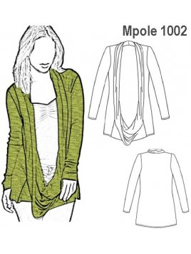 POLERA CUELLO DRAPEADO MUJER, CUELLO DOB