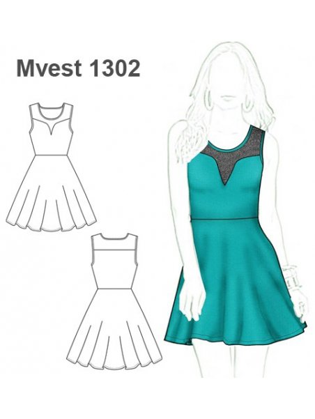 VESTIDO EVASE CORTE CORAZON