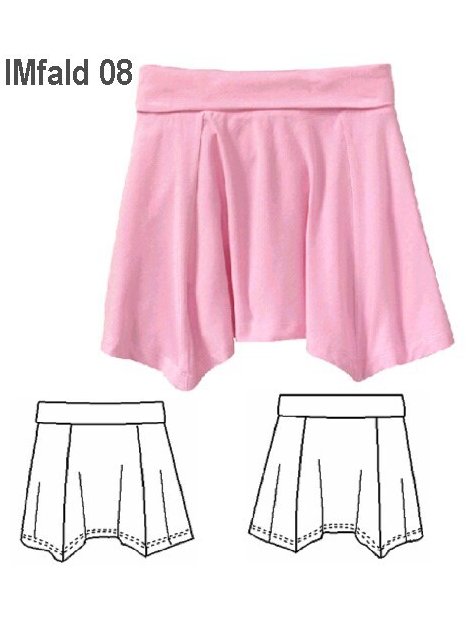 FALDA ASIMETRICA, PRETINA DOBLADA,