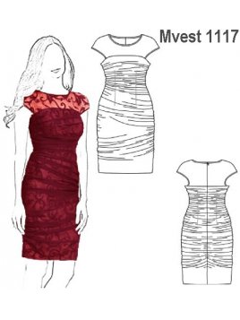 VESTIDO ENCAJE MUJER CON RECOGIDOS.