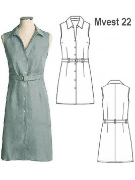 VESTIDO CAMISERO SIN MANGAS MUJER.