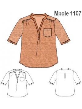 POLERA TIPO BLUSA MUJER, MANGA 3/4, RECO