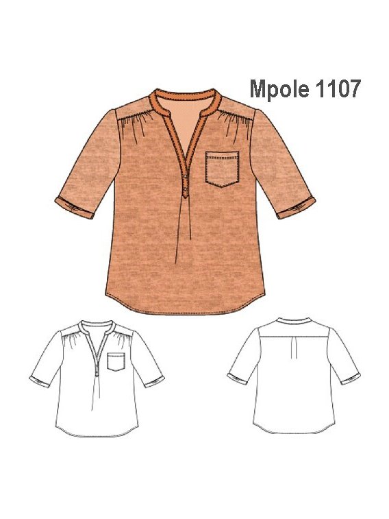 POLERA TIPO BLUSA MUJER, MANGA 3/4, RECO