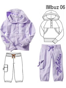 BUZO BOMBACHO NIÑA, PATA Y BOTONES, BOLS