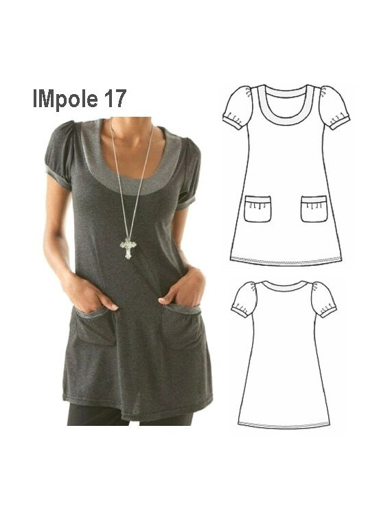 POLERA BOLSILLOS NIÑA, LARGA Y MANGA GLO