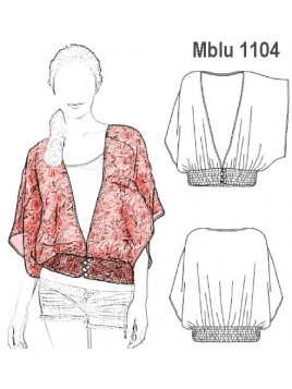 BLUSA PRETINA ELASTICADA MUJER, MANGA SI